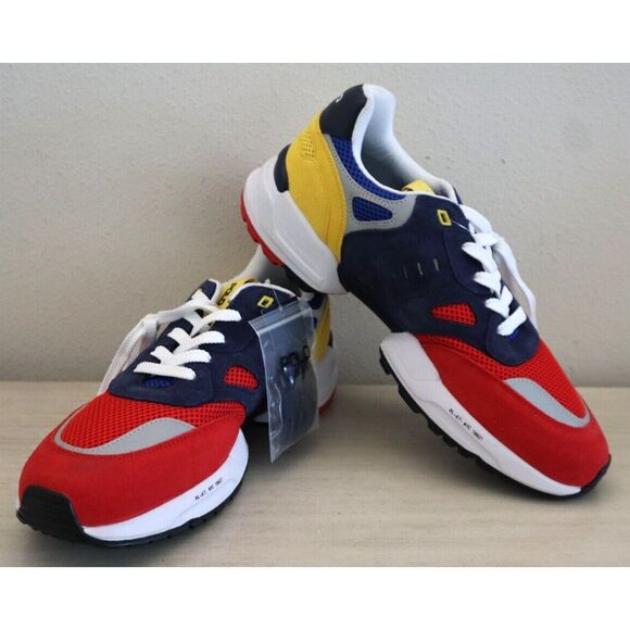 Polo Ralph Lauren Men's Sz 13 Navy/Red/Yellow Jogger Color-Blocked Sneakers - Picture 1 of 11